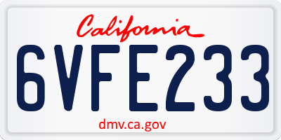 CA license plate 6VFE233