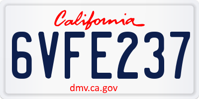 CA license plate 6VFE237
