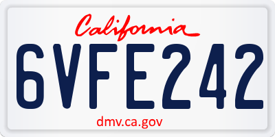 CA license plate 6VFE242