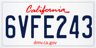 CA license plate 6VFE243