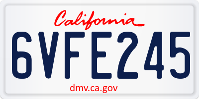 CA license plate 6VFE245