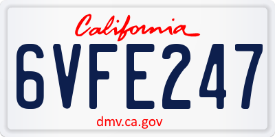 CA license plate 6VFE247