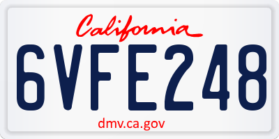 CA license plate 6VFE248
