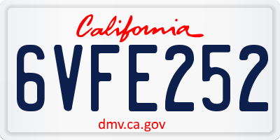 CA license plate 6VFE252