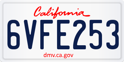 CA license plate 6VFE253