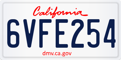 CA license plate 6VFE254