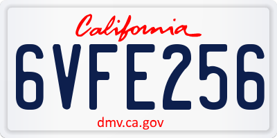 CA license plate 6VFE256
