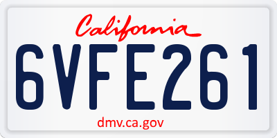 CA license plate 6VFE261