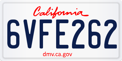 CA license plate 6VFE262