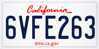 CA license plate 6VFE263