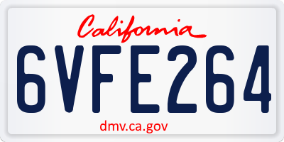 CA license plate 6VFE264
