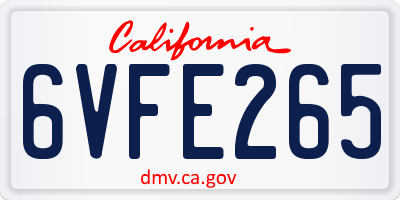 CA license plate 6VFE265