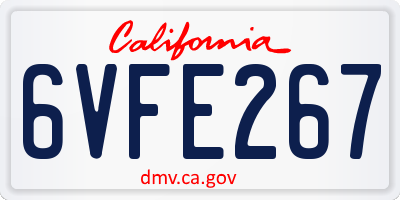 CA license plate 6VFE267