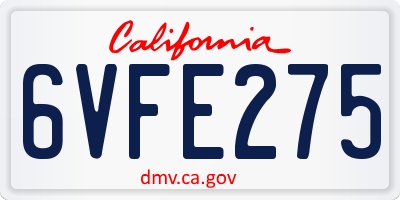 CA license plate 6VFE275