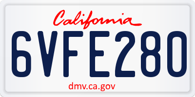 CA license plate 6VFE280