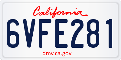 CA license plate 6VFE281