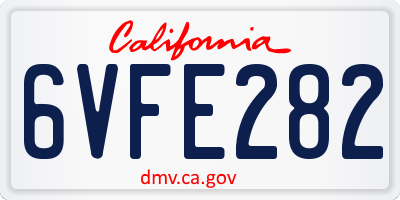 CA license plate 6VFE282