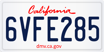 CA license plate 6VFE285