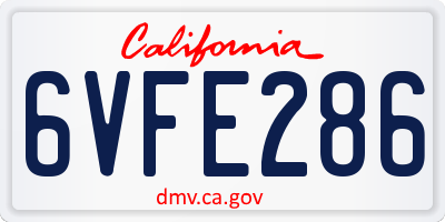 CA license plate 6VFE286