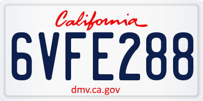 CA license plate 6VFE288
