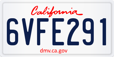 CA license plate 6VFE291