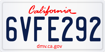 CA license plate 6VFE292