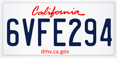 CA license plate 6VFE294