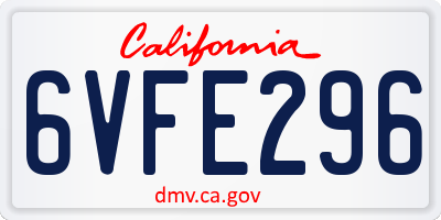 CA license plate 6VFE296