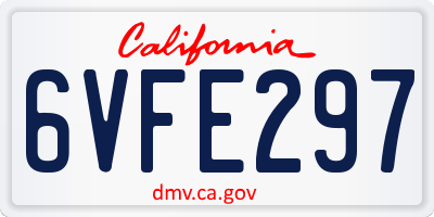 CA license plate 6VFE297