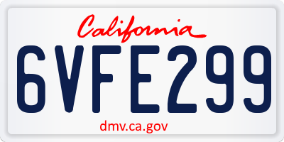 CA license plate 6VFE299