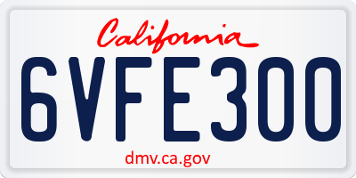 CA license plate 6VFE300