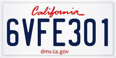 CA license plate 6VFE301