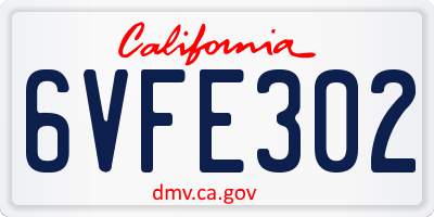 CA license plate 6VFE302