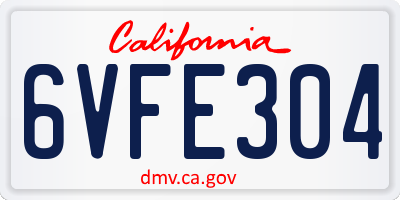 CA license plate 6VFE304