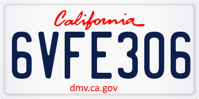 CA license plate 6VFE306