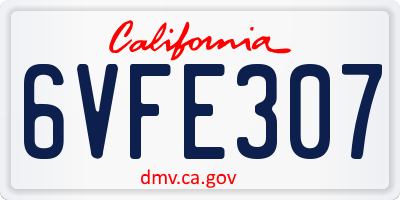 CA license plate 6VFE307