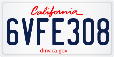 CA license plate 6VFE308