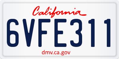 CA license plate 6VFE311
