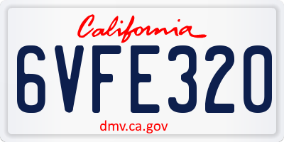 CA license plate 6VFE320