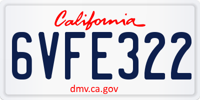 CA license plate 6VFE322