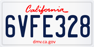 CA license plate 6VFE328