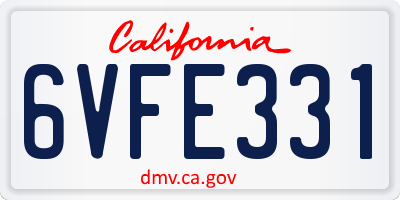 CA license plate 6VFE331