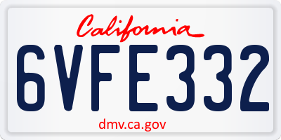 CA license plate 6VFE332