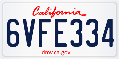 CA license plate 6VFE334