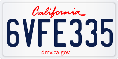 CA license plate 6VFE335