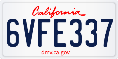 CA license plate 6VFE337