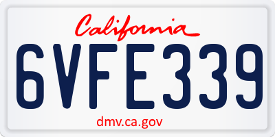 CA license plate 6VFE339