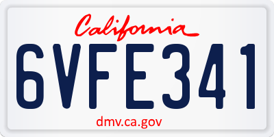 CA license plate 6VFE341