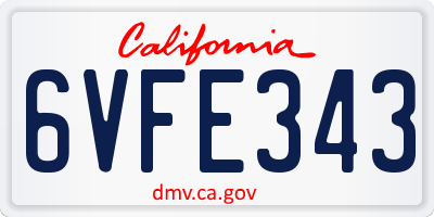 CA license plate 6VFE343