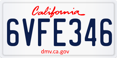 CA license plate 6VFE346